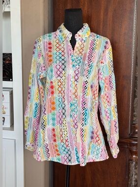 APNY Embroidery Eyelet Button Shirt